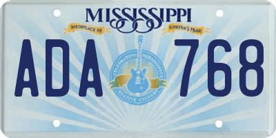 MS license plate ADA768