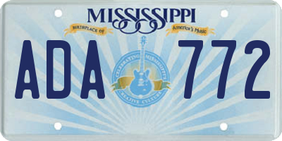 MS license plate ADA772