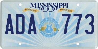 MS license plate ADA773