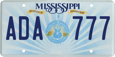 MS license plate ADA777