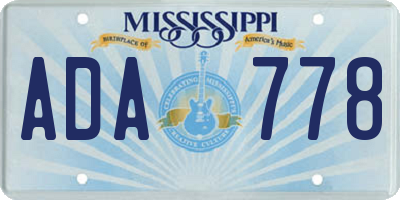 MS license plate ADA778