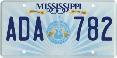 MS license plate ADA782