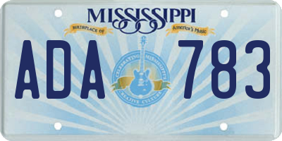 MS license plate ADA783