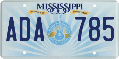 MS license plate ADA785