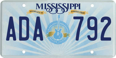 MS license plate ADA792