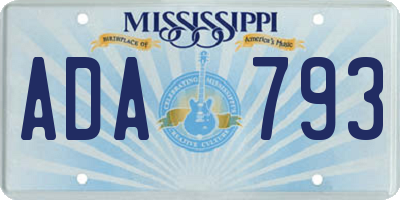 MS license plate ADA793