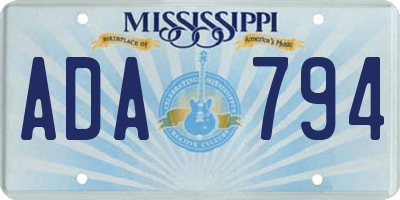 MS license plate ADA794