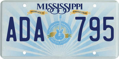 MS license plate ADA795