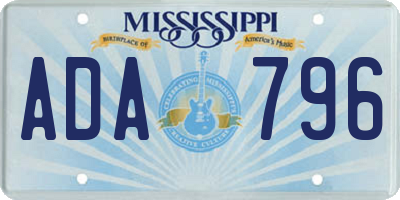 MS license plate ADA796