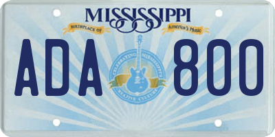 MS license plate ADA800