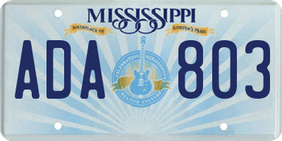 MS license plate ADA803