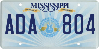 MS license plate ADA804