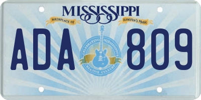 MS license plate ADA809