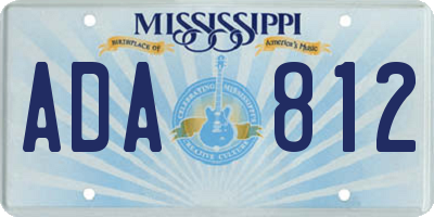 MS license plate ADA812