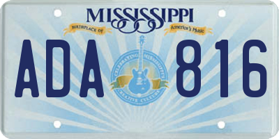 MS license plate ADA816