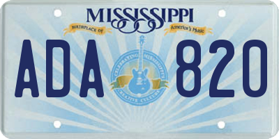 MS license plate ADA820