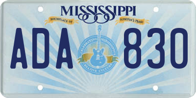 MS license plate ADA830
