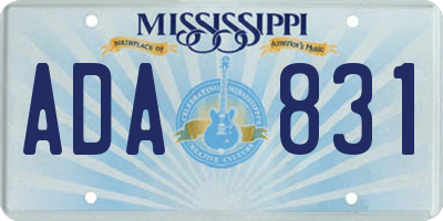MS license plate ADA831