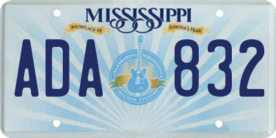 MS license plate ADA832