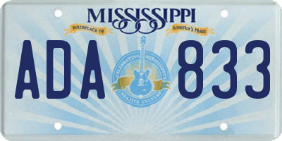 MS license plate ADA833