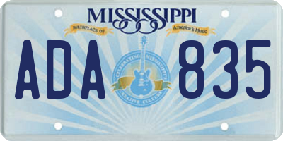 MS license plate ADA835