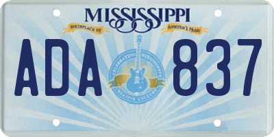 MS license plate ADA837