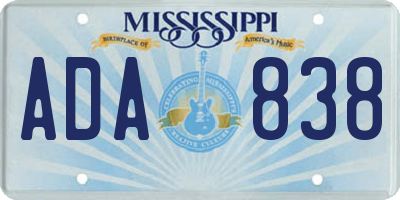 MS license plate ADA838