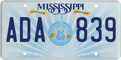 MS license plate ADA839