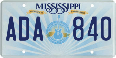 MS license plate ADA840