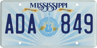 MS license plate ADA849