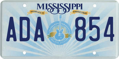 MS license plate ADA854