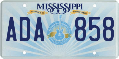 MS license plate ADA858