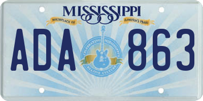 MS license plate ADA863