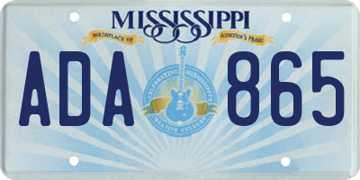MS license plate ADA865