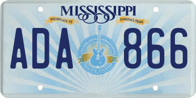 MS license plate ADA866