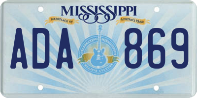 MS license plate ADA869
