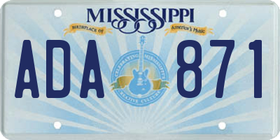 MS license plate ADA871