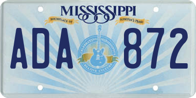 MS license plate ADA872