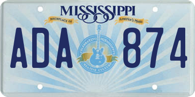 MS license plate ADA874