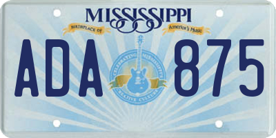 MS license plate ADA875