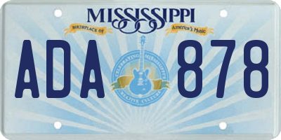 MS license plate ADA878