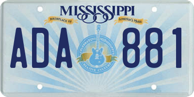 MS license plate ADA881