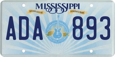 MS license plate ADA893