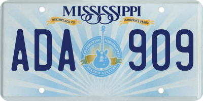 MS license plate ADA909