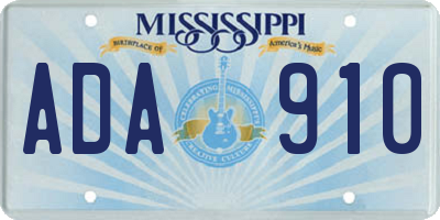 MS license plate ADA910
