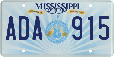 MS license plate ADA915