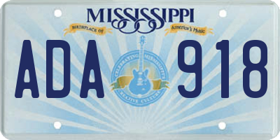 MS license plate ADA918