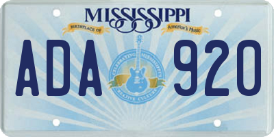 MS license plate ADA920