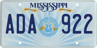 MS license plate ADA922