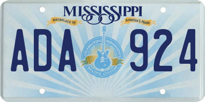 MS license plate ADA924